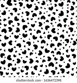 Black hearts seamless repeat pattern for wrapping paper.Black hearts on a white background.Valentine's day pattern.