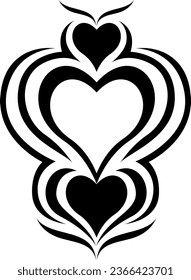 Black hearts tattoo, tattoo illustration, vector on a white background.