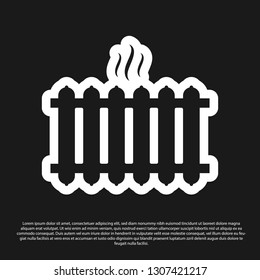 Black Heating radiator icon isolated on black background. Vector Illustration