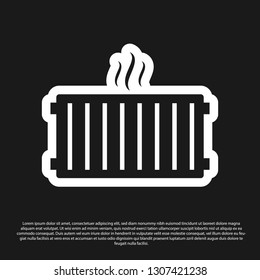 Black Heating radiator icon isolated on black background. Vector Illustration