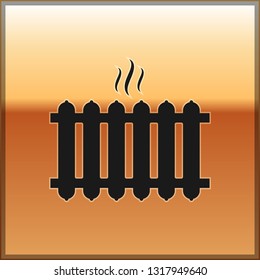 Black Heating radiator icon isolated on gold background. Vector Illustration