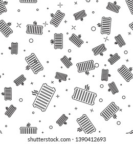 Black Heating radiator icon isolated seamless pattern on white background. Vector Illustration