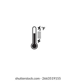 Ícone negro da onda de calor, mudança climática, aquecimento global. Termômetro. Onda de calor. Ícone de vetor isolado no fundo branco.

