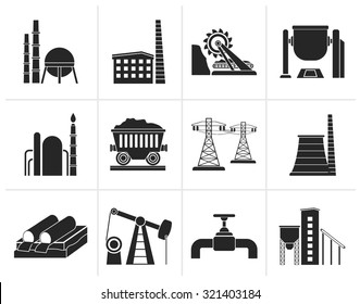 Black Heavy Industry Icons - Vector Icon Set