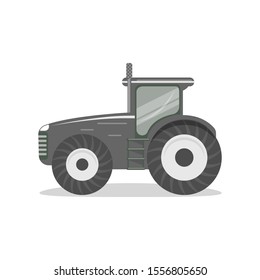 Black heavy tractor icon on white background isolated agriculture vector illustration