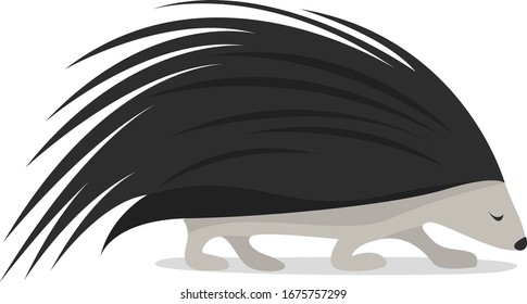 Black hedgehog, illustration, vector on white background.