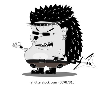 black hedgehog rock musician with a guitar