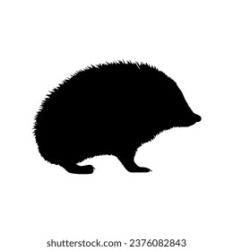 Black hedgehog vector, mouse silhouette isolated on white background