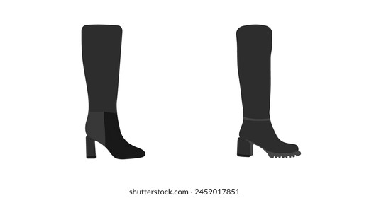 Black heeled boots for women vector. Shoe logo. Black shoes on a white background vector. Vector illustration.