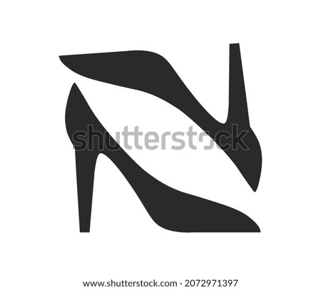 Black heels icons. Graphic elements for shoe store. Womens fashion, style, items for creating evening look. Lady, shoes, market. Minimalistic image, silhouette. Cartoon flat vector illustration