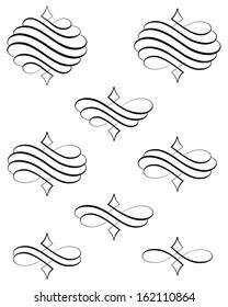 Black helical swirl decoration eight variations