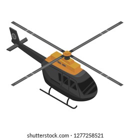 Black helicopter icon. Isometric of black helicopter vector icon for web design isolated on white background