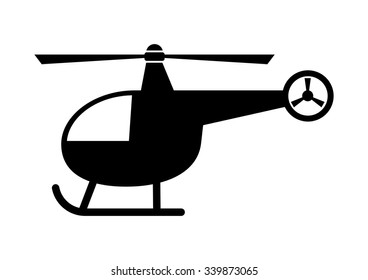 Black helicopter icon on white background