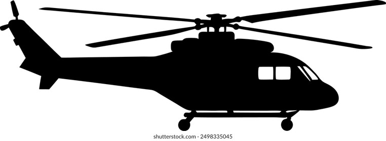 black helicopter silhouettes vector illustrations isolated on white background