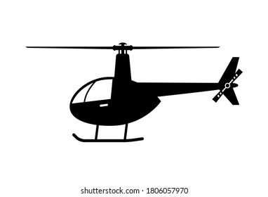 Schwarzer Hubschrauber, Vektorsymbol auf weißem Hintergrund