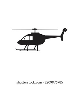 Black helicopter vector icon on white background