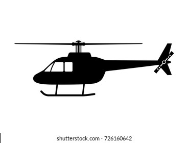 Black helicopter vector icon on white background