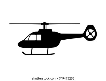 Black helicopter vector icon on white background