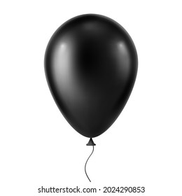 Black helium balloon. 3D realistic vector illustration, isolated on white background.