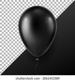 Globo de helio negro. Ilustración vectorial 3D realista, aislada en un fondo transparente.