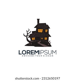 Black helloween Caslte Silhouette on White Background. Icon Vector Illustration. Concept for Logo, Print, Sticker. Black silhouette helloween Caslte , great design for any purposes. Vector illustratio