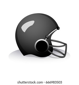 Black helmet for american footbal on isolated white background. Vector illustration.