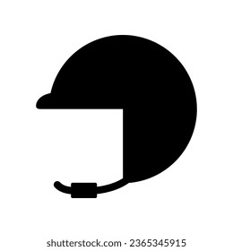 Black helmet safety protection icon flat vector design