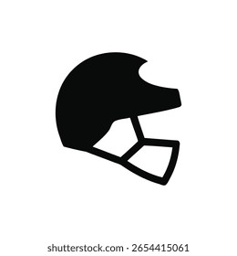 A black helmet with white background icon vector