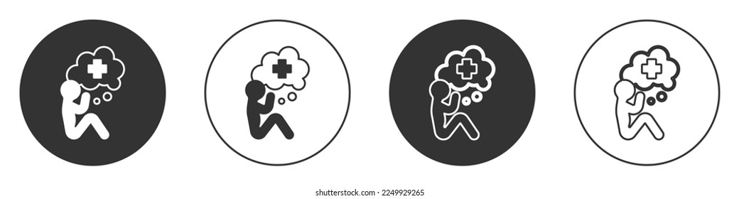 Icono de la mano de ayuda negra aislado en fondo blanco. Botón Círculo. Vector