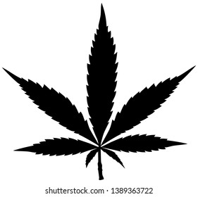 black hemp leaf silhouette isolated
