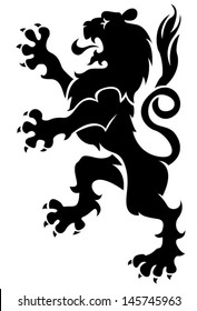 Black heraldic lion