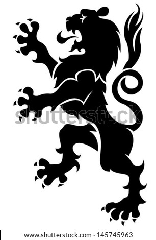 Black heraldic lion