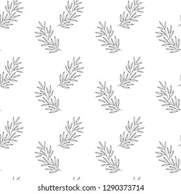 Black herbs and leaves seamless pattern