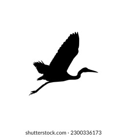 The Black Heron Bird (Egretta Ardesiaca), also known as the Black Egret Silhouette for Art Illustration, Logo, Pictogram, Website, or Graphic Design Element. Vector Illustration
