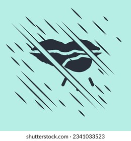 Black Herpes lip icon isolated on green background. Herpes simplex virus. Labial infection inflammation symbol. Glitch style. Vector