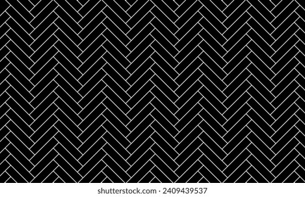 Schwarzes Herringbone-Boden Vektor nahtloses Muster. einfarbiger Vintage-Parketthintergrund.