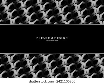 Black hexagon abstract background, 3d rendering. Dark hexagon premium background.