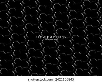Black hexagon abstract background, 3d rendering. Dark hexagon premium background.