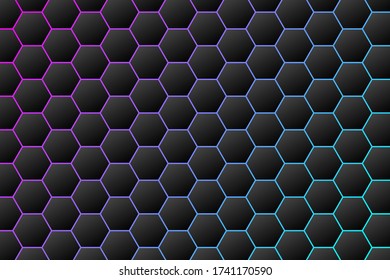 fondo hexagonal negro con gradiente. fondo oscuro