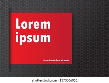 Black hexagon background with red card. Vector illustration.