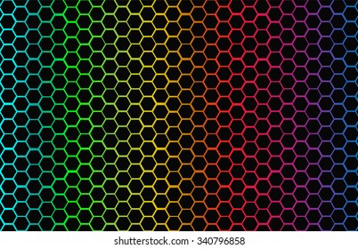 Black hexagon in colorful background