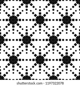 black hexagon flower seamless pattern on white