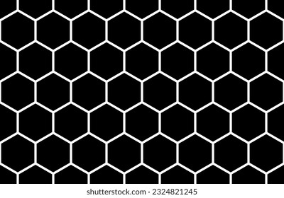 Black hexagon geometric seamless pattern. Vector Repeating Texture.