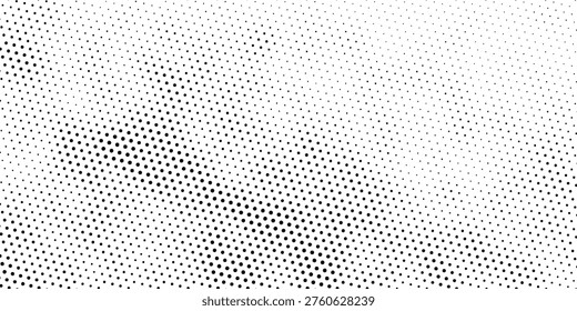 Black hexagon gradient texture. Fading honeycomb pattern background. Geometric hexagonal halftone tech overlay backdrop. Abstract grunge halfton wallpaper. Vector retro technology dot texure wallpaper