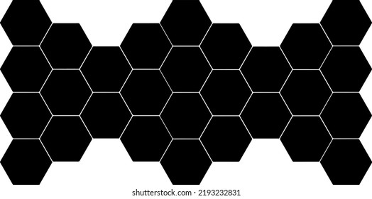 Black hexagon, honeycomb design element. Pattern with no strokes. Asset for photo collage, montage or clipping mask. Transparent background.