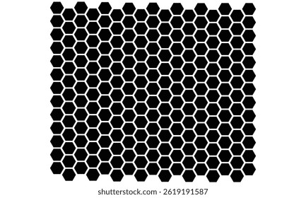 Black hexagon, honeycomb, design element, shapes, pattern with no strokes. Asset for photo collection, collage, template, frame, overlay, montage, clipping, layer mask. Transparent background. EPS 10.