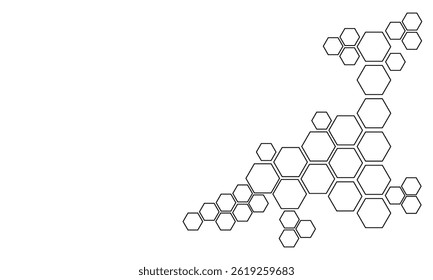 Black hexagon, honeycomb, design element, shapes, pattern with no strokes. Asset for photo collection, collage, template, frame, overlay, montage, clipping, layer mask. Transparent background. EPS 10.