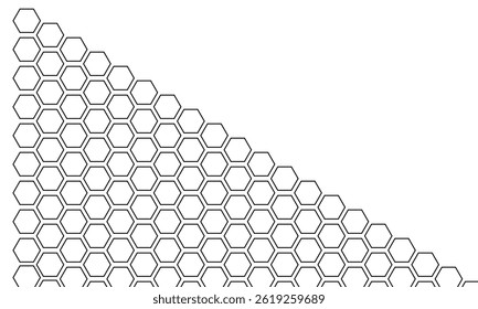 Black hexagon, honeycomb, design element, shapes, pattern with no strokes. Asset for photo collection, collage, template, frame, overlay, montage, clipping, layer mask. Transparent background. EPS 10.
