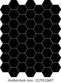 Black Hexagon, Honeycomb, Design Elements, Shapes, Pattern With No Strokes. Use For Photo Collection, Collage, Template, Frame, Overlay, Montage. Transparent Background. Vertical Vector Illustration.