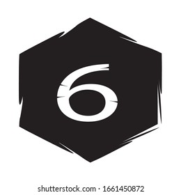 black hexagon with the number six